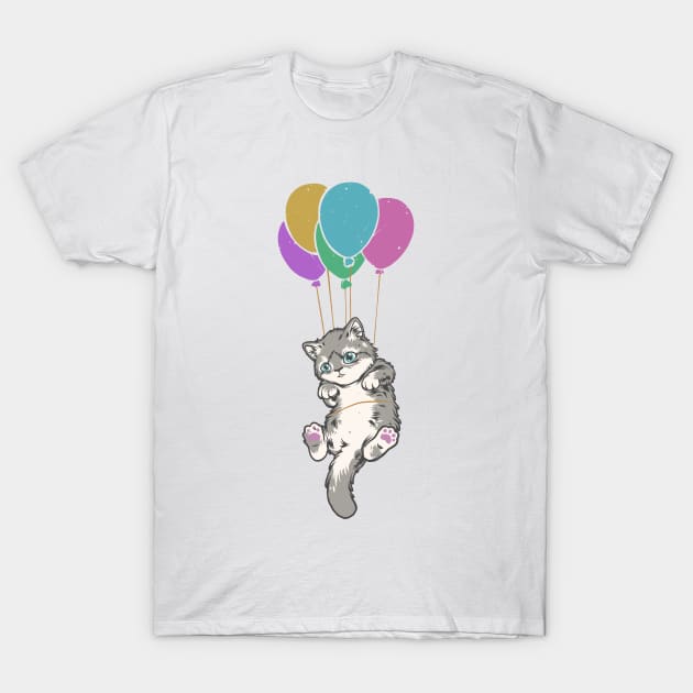 Cat balloons T-Shirt by vhiente